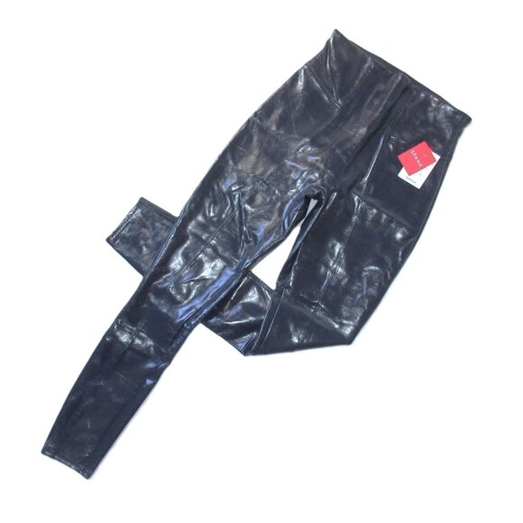 NWT SPANX 20301R Faux Patent Leather Leggings in Port Navy Blue L - Picture 1 of 7